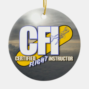 CFI-LOGOTYP - AUKTORISERADFLYGINSTRUKTÖR JULGRANSPRYDNAD KERAMIK