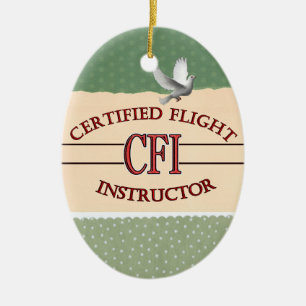 CFI LOGOTYP RED AUKTORISERAD FLIGHT INSTRUUCTOR JULGRANSPRYDNAD KERAMIK