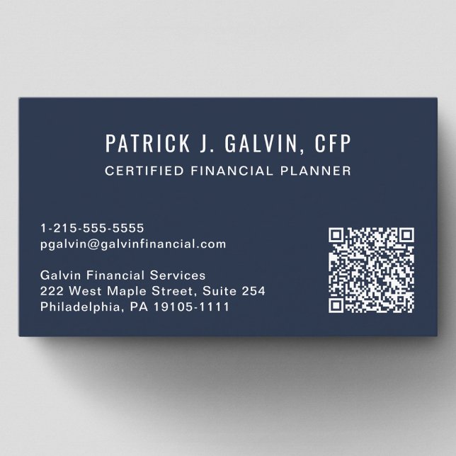 CFP Certified Financial Planner QR-kod Blå Visitkort (CFP Certified Financial Planner QR Code Blue Business Card)