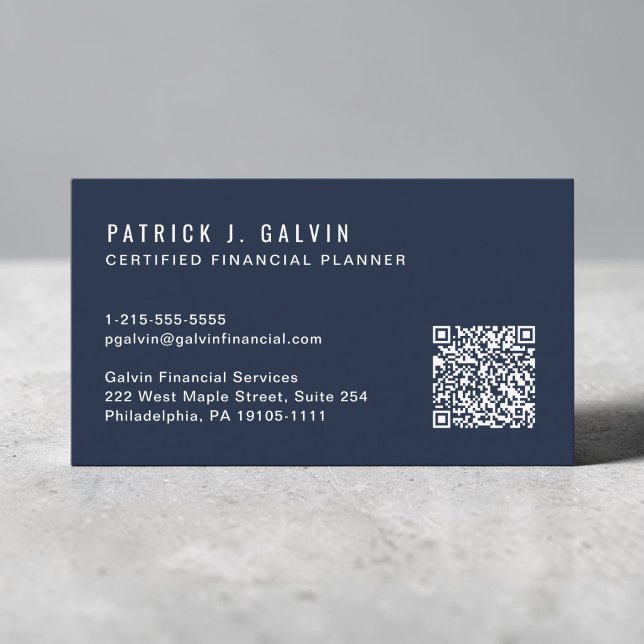 CFP Certified Financial Planner QR-kod Blå Visitkort (CFP Certified Financial Planner QR Code Blue Business Card)