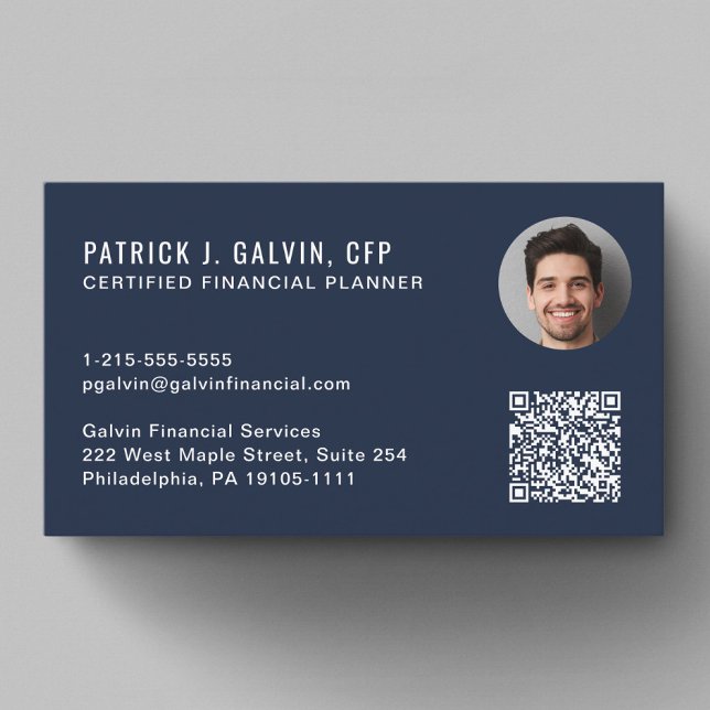 CFP Certified Financial Planner QR-kod Foto Visitkort (CFP Certified Financial Planner QR Code Photo Business Card)