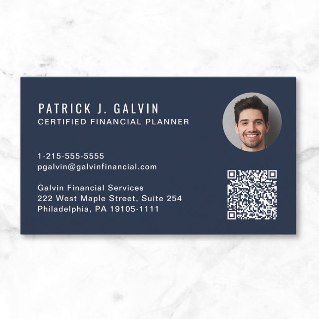 CFP Certified Financial Planner QR-kod Foto Visitkort (CFP Certified Financial Planner QR Code Photo Business Card)