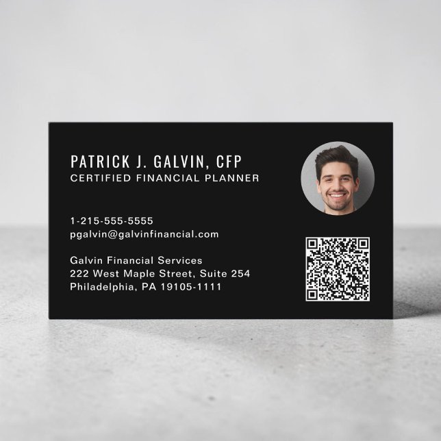 CFP Certified Financial Planner QR-kod Foto Visitkort (CFP Certified Financial Planner QR Code Photo Business Card)