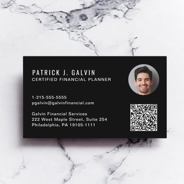 CFP Certified Financial Planner QR-kod Foto Visitkort (CFP Certified Financial Planner QR Code Photo Business Card)