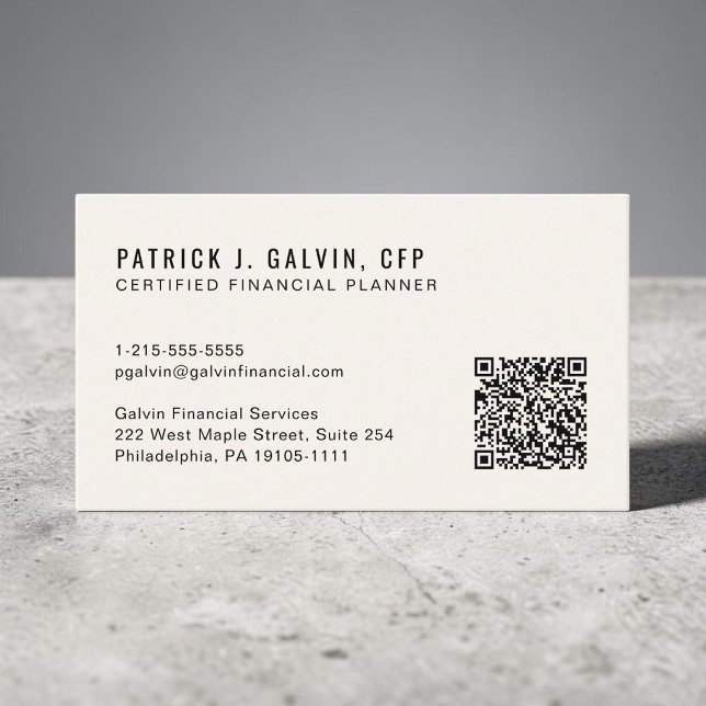 CFP Certified Financial Planner QR-kod Visitkort (CFP Certified Financial Planner QR Code Business Card)