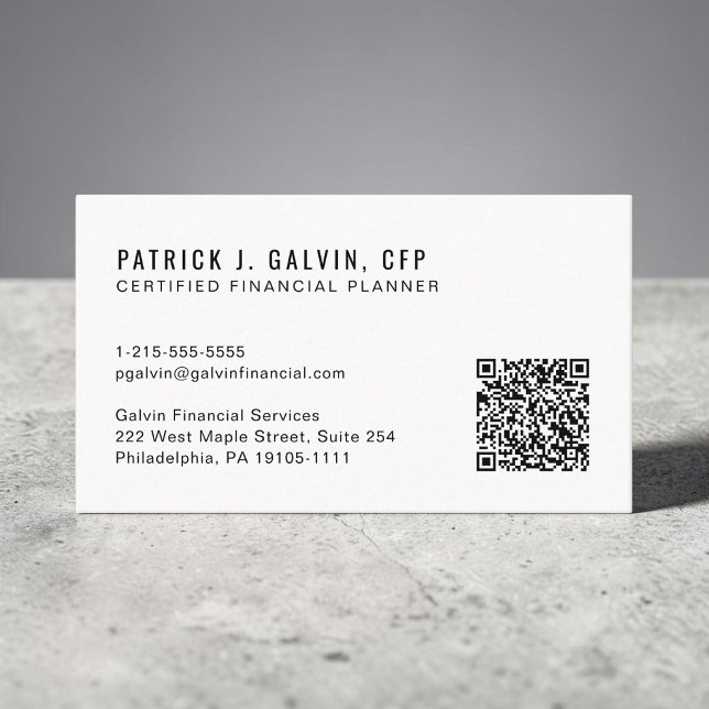 CFP Certified Financial Planner QR-kod Visitkort (CFP Certified Financial Planner QR Code Business Card)