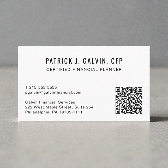 CFP Certified Financial Planner QR-kod Visitkort (CFP Certified Financial Planner QR Code Business Card)