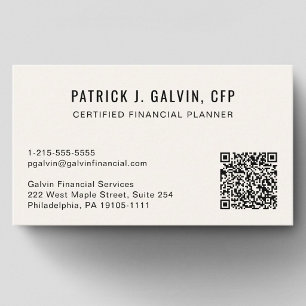 CFP finansiell planerare QR-kod kräm Visitkort