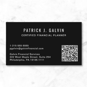 CFP finansiell planerare QR-kod svart Visitkort
