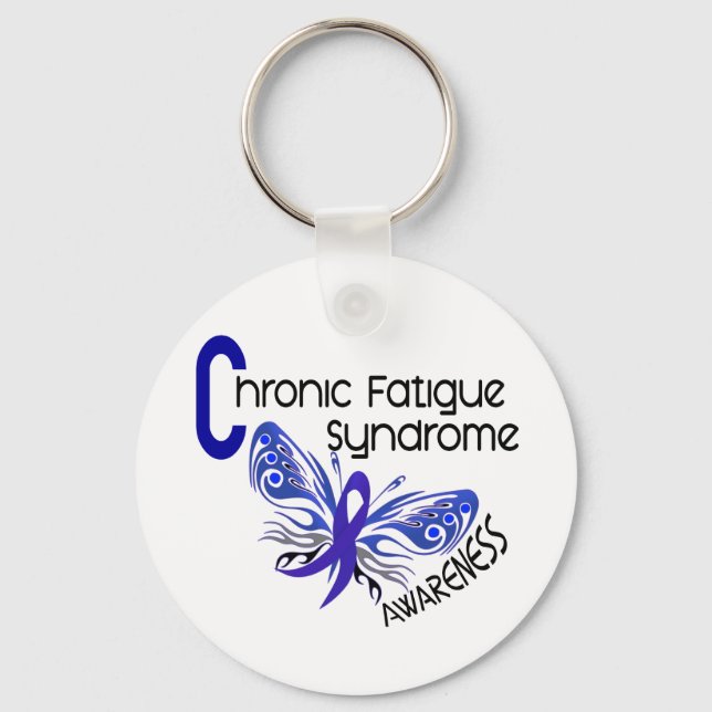 CFS Chronic Fatigue Syndrome Tattoo Butterfly Nyckelring (Framsida)