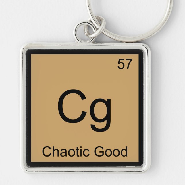 Cg - Chaotic Bra Funny Chemistry Inslag Symbol T Fyrkantig Silverfärgad Nyckelring (Framsidan)