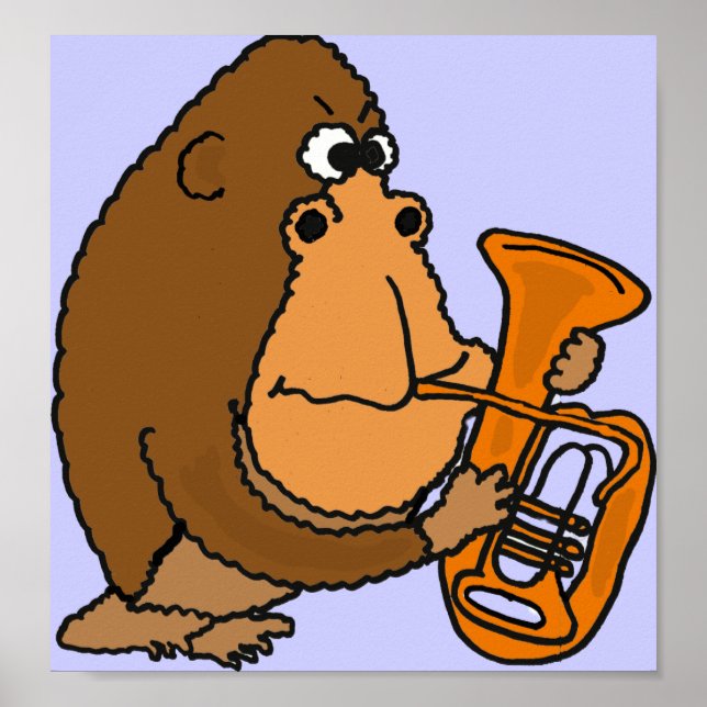 CG- Funny Gorilla som spelar upp Tuba-Poster Poster (Framsidan)
