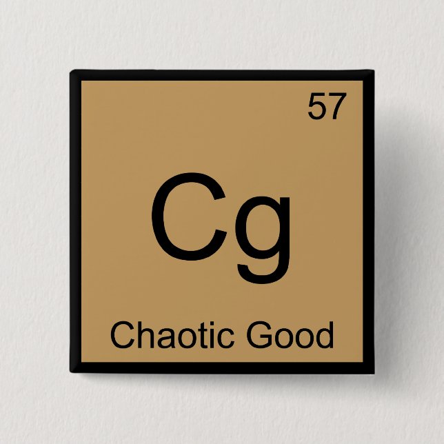 Cg - Kaotiskt Gott Roligt Kemiskt Element Symbol T Knapp (Framsida)