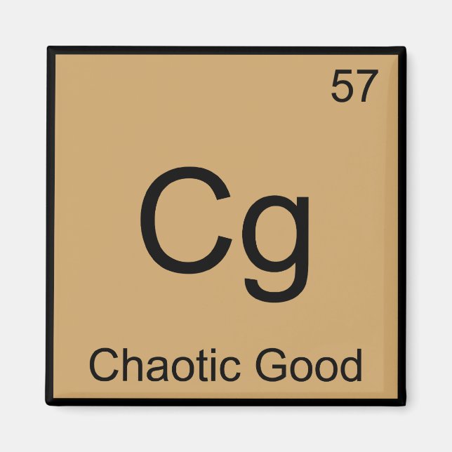 Cg - Kaotiskt Gott Roligt Kemiskt Element Symbol T Magnet (Framsidan)