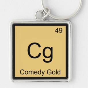 Cg - Komedi Guld Kemiskt Elementsymbol T-Shirt Fyrkantig Silverfärgad Nyckelring