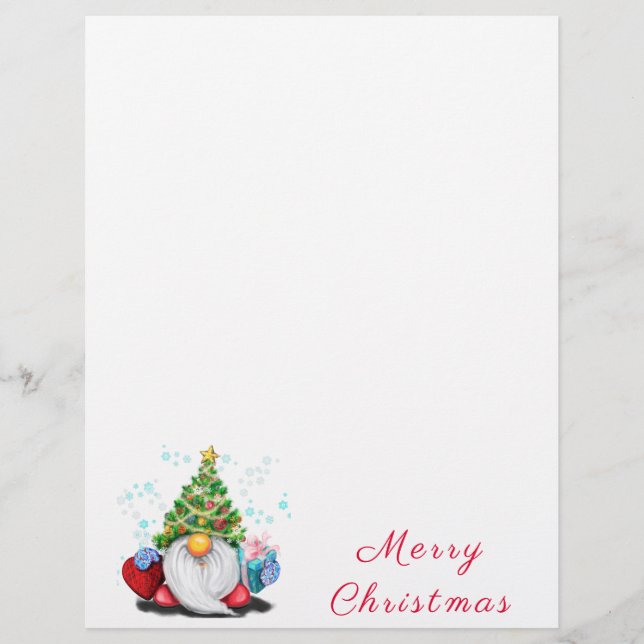 Cgristmas Gnome med Gift Letterhead Brevhuvud (Framsida)