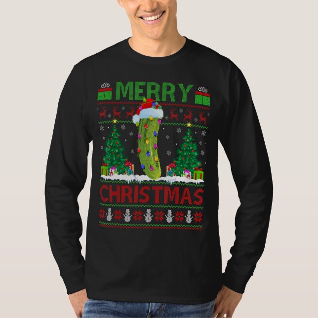 Cgurber Vegetable Julafton Träd Ugly Cucumber Chri T Shirt (Framsida)