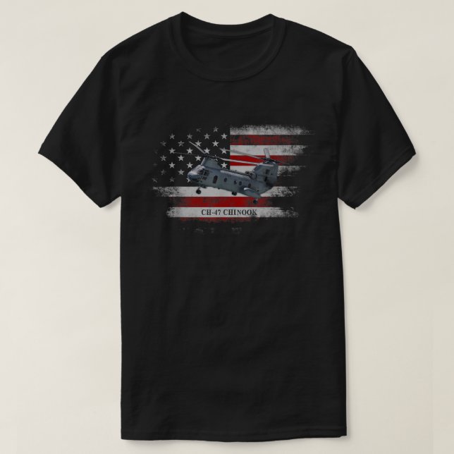 CH47 Chinook Helicopter USA flagga Helicopter Pilo T Shirt (Design framsida)