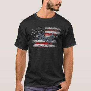 CH47 Chinook Helicopter USA flagga Helicopter Pilo T Shirt