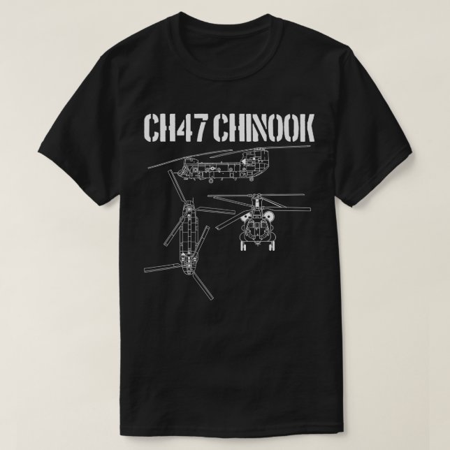 CH47 Chinook Schematic Military Helicopter CH-47 C T Shirt (Design framsida)