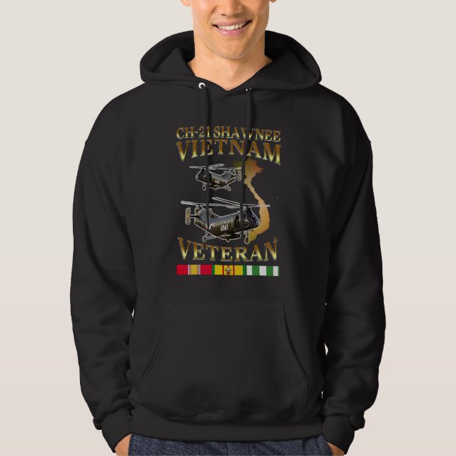 CH 21 Shawnee h21 helicopter Vietnam veteran Hoodie (Framsida)
