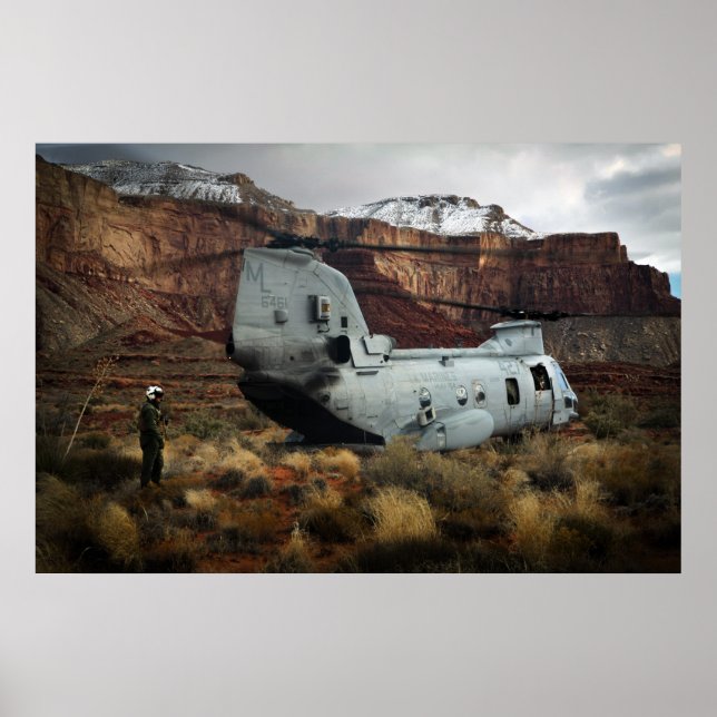 CH-46E Sea Knight Helicopter Poster (Framsidan)