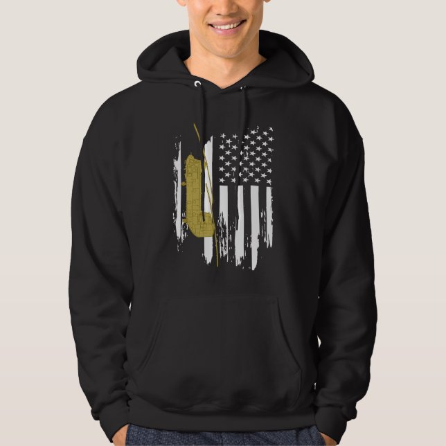 CH 47 Chinook Military Helicopter American Flag Hoodie (Framsida)