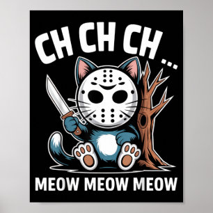 Ch Ch Ch Meow Meow Kattmaskerad Rolig Halloween Ka Poster