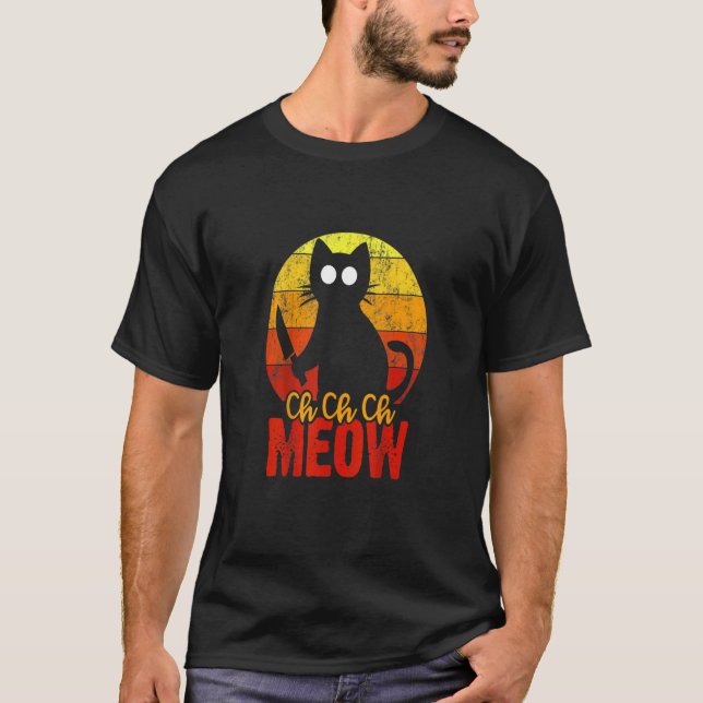 Ch Ch Meow Scary Halloween Cat Horror Slasher K T Shirt (Framsida)