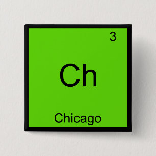 Ch - Chicago Rolig T-Shirt med Kemiskt Elementsymb Knapp