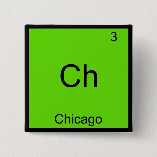 Ch - Chicago Rolig T-Shirt med Kemiskt Elementsymb Knapp (Framsida)