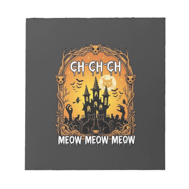 Ch Meow Halloween Hemsökt Slott_1 Anteckningsblock (Framsida)