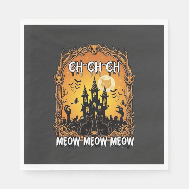 Ch Meow Halloween Hemsökt Slott_1 Pappersservett (Framsidan)