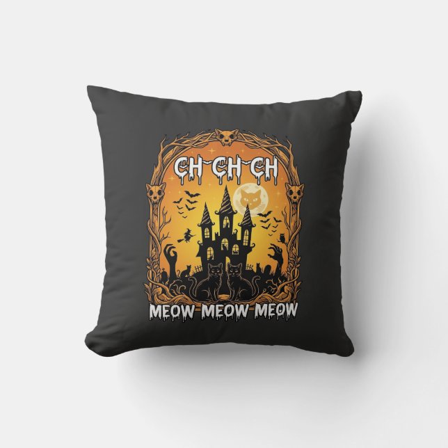 Ch Meow Halloween Hemsökta Slottet_1 Kudde (Framsida)