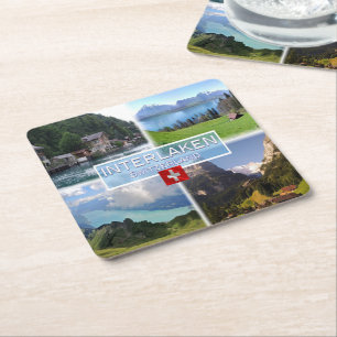 CH Schweiz - Interlaken - Sjö Thun - Thunerse Underlägg Papper Kvadrat