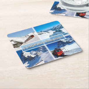 CH Schweiz - Jungfrau Railway - Underlägg Papper Kvadrat
