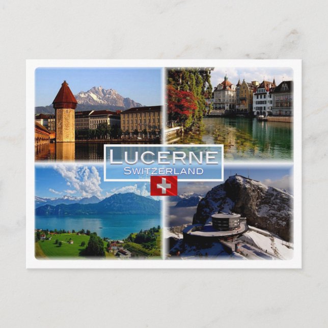 CH Schweiz - Lucerne - Chapel Bridge - Old Tow Vykort (Framsida)