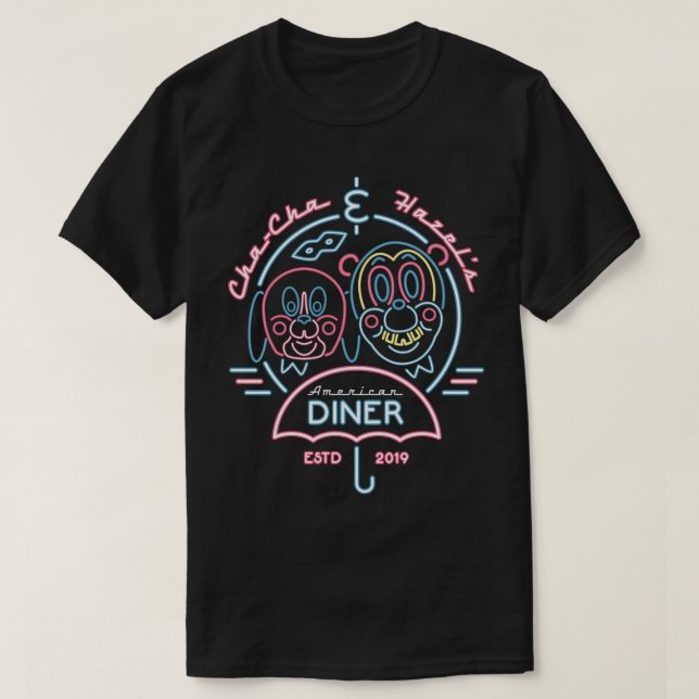 Cha Cha Hazel Middag Neon Parbrella Sign Tecknad B T Shirt (Design framsida)