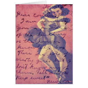 Cha Cha Vintage Dam Digital Art OBS Kort