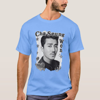 Cha Seungwon Koreaskådespelare Black and White Col T Shirt