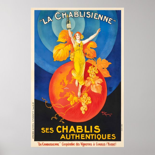 Chablis mat- och dryckesaffisch av Leonetto Poster (Framsidan)