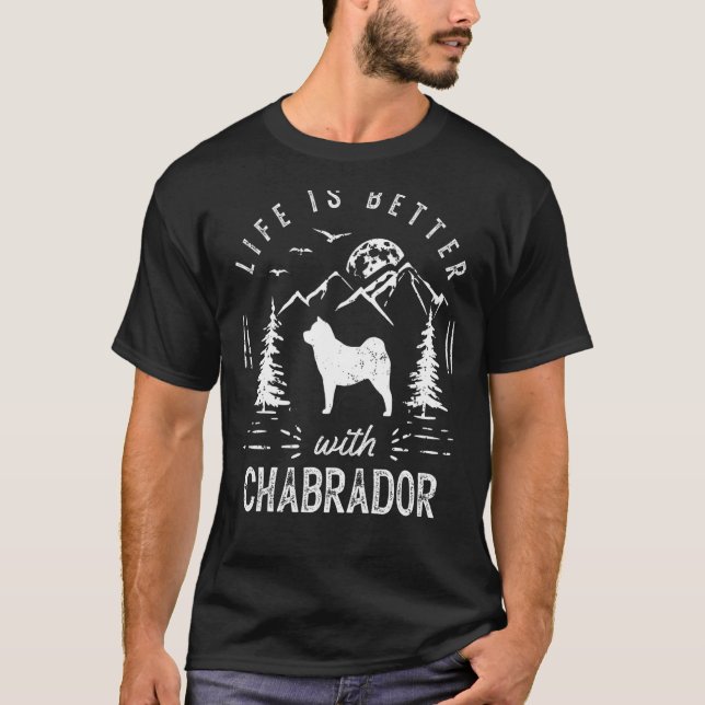 Chabrador Life Better Mamma Pappa Hund T Shirt (Framsida)