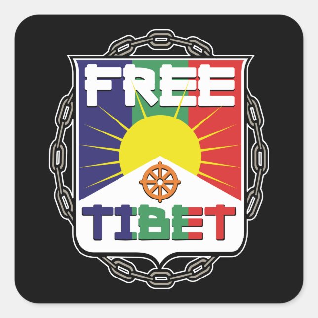 Chached Free Tibet Fyrkantigt Klistermärke (Framsida)