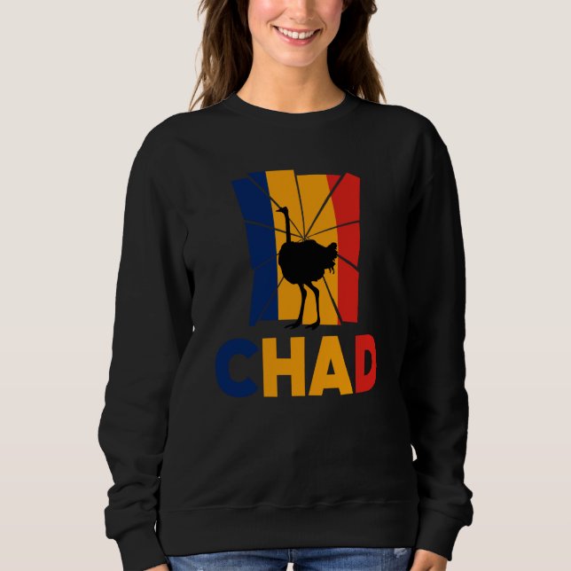 Chad Chadian Chad Flag Ostrich Animal Silhouette T Shirt (Framsida)