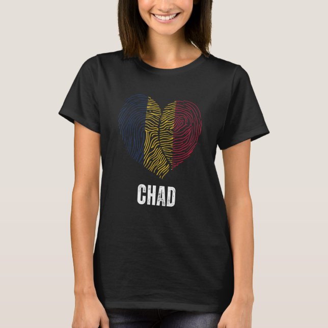 Chad Flagga Chadichad Flagga Tchad DNA Chad Heart T Shirt (Framsida)