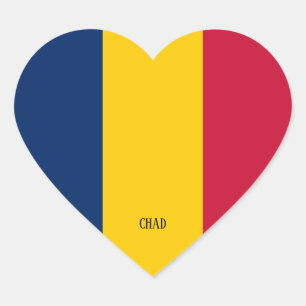 Chad Flagga Splendid Patriotic Hjärtformat Klistermärke