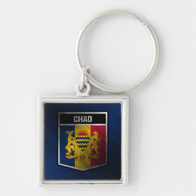 Chad Fyrkantig Silverfärgad Nyckelring (Framsidan)