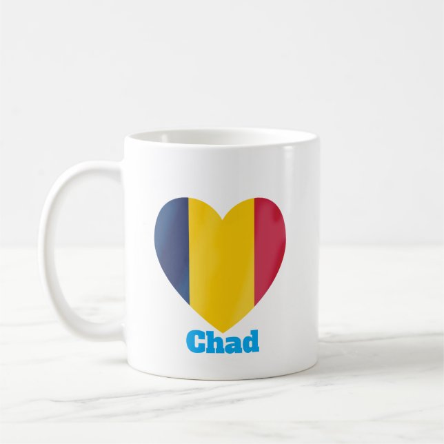 Chad Heart Flagga Kaffemugg (Vänster)