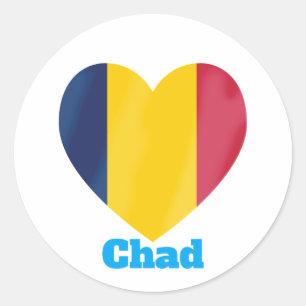 Chad Heart Flagga Runt Klistermärke