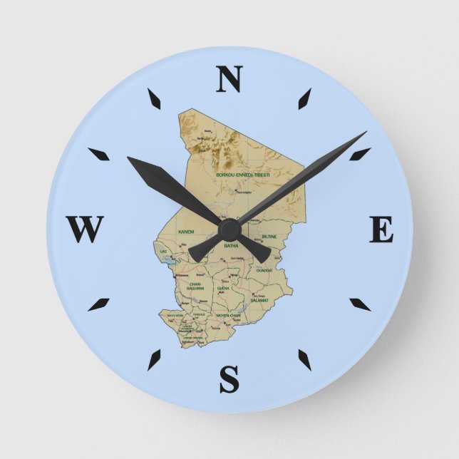 Chad Karta Clock Rund Klocka (Framsida)